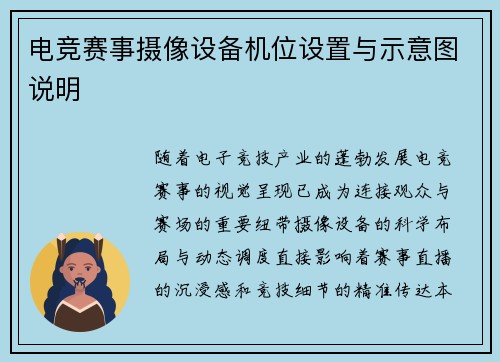 电竞赛事摄像设备机位设置与示意图说明